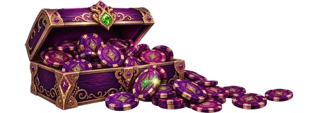 Offene Truhe mit violetten Jetons